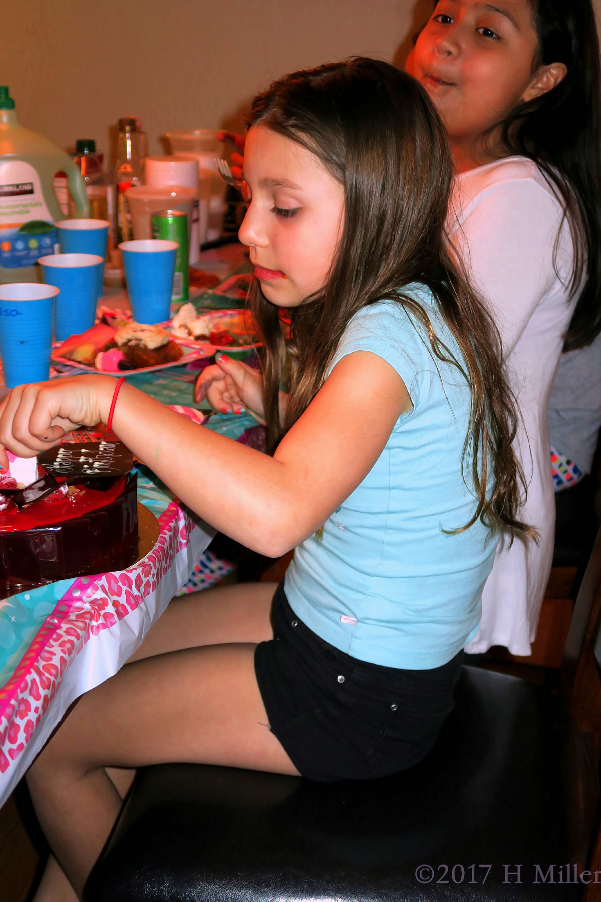 Birthday Girl Taking Just A Little More Cake 