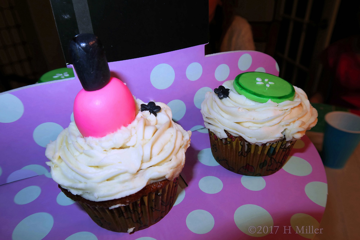 Cupcake Toppers Uniquely Designed To Resemble Nail Polish And Cucumber 