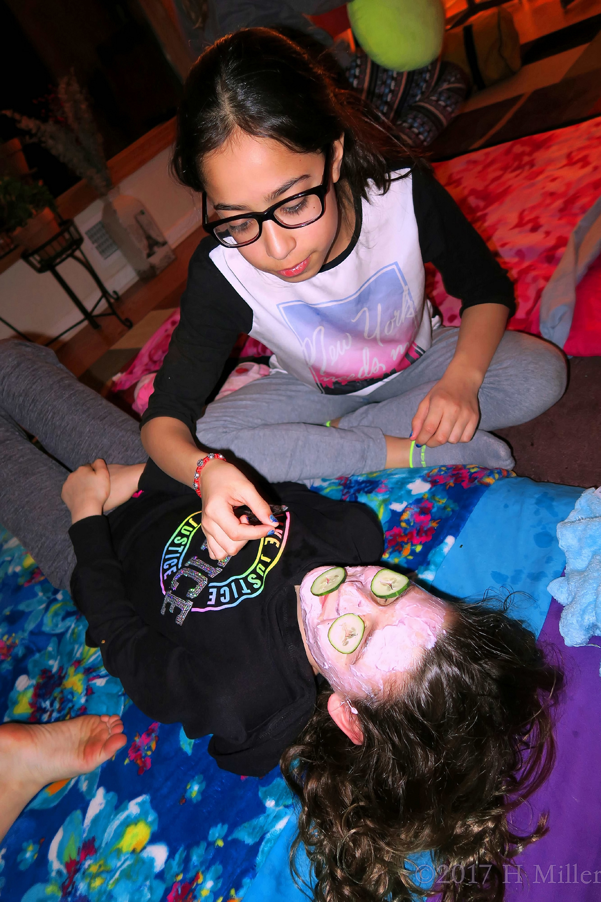 Party Guest Assisting Her Friend With Her Girls Facial 1