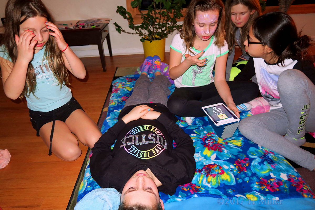 The Birthday Girl And Her Friends Enjoying Her Spa Party 1