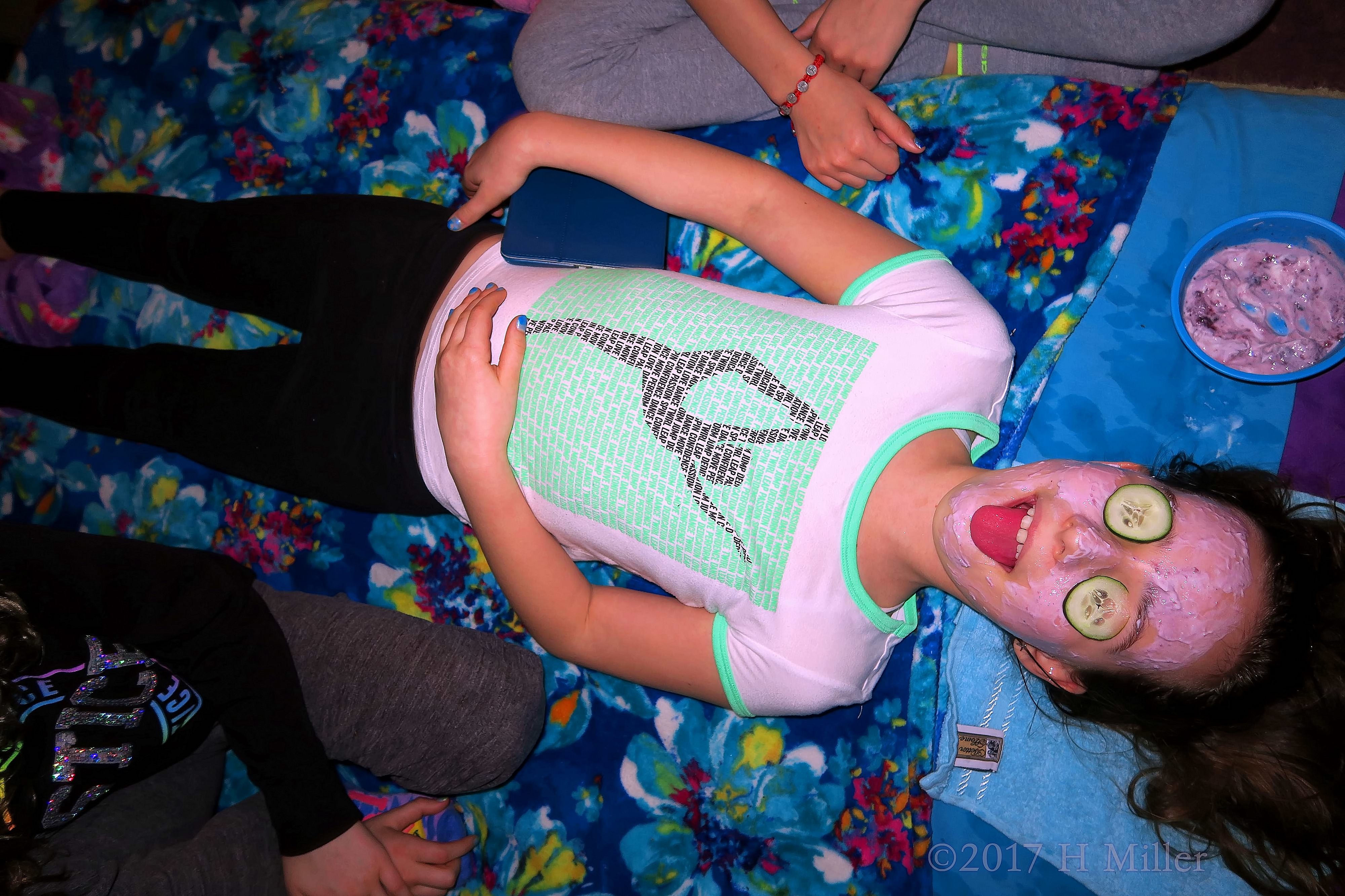 Party Guest Enjoying Her Kids Facial Masque Party Guest Enjoying Her Kids Facial Masque