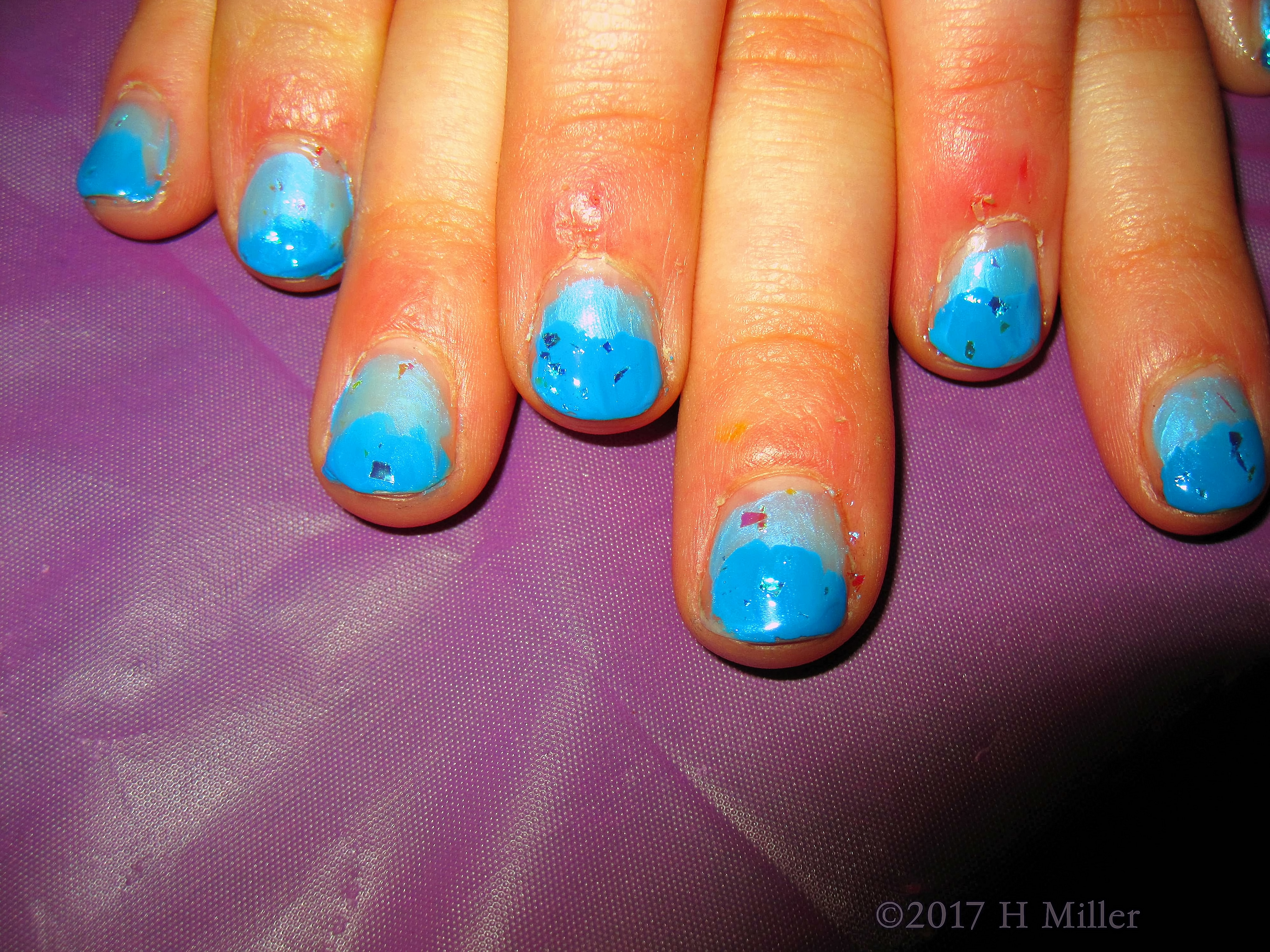Shades Of Blue Ombre Girls Nail Design 4