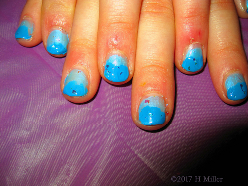 Shades Of Blue Ombre Girls Nail Design 