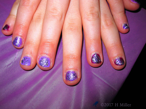 Sparkly Purple Girls Manicure 