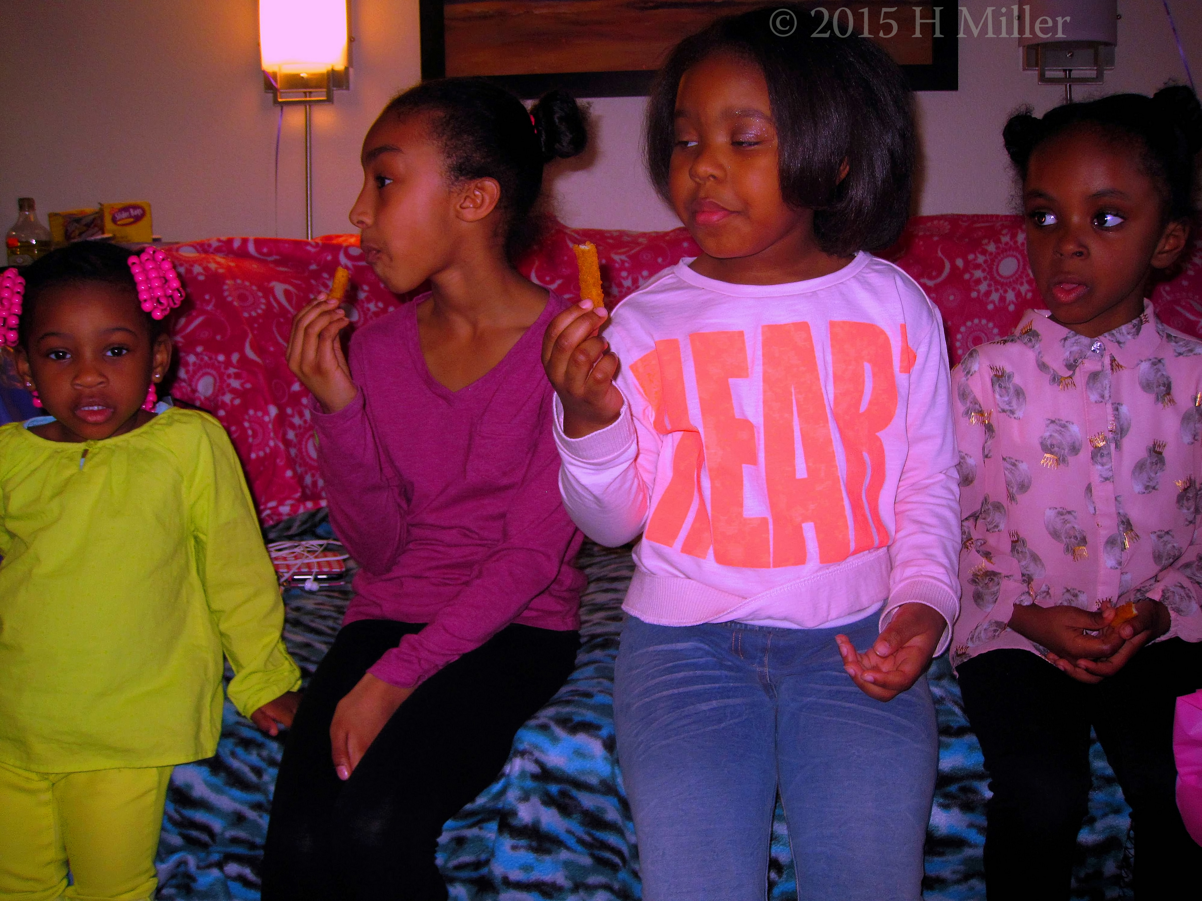 The Girls Enjoying The Party, Eating Some Snacks. The Girls Enjoying The Party, Eating Some Snacks.