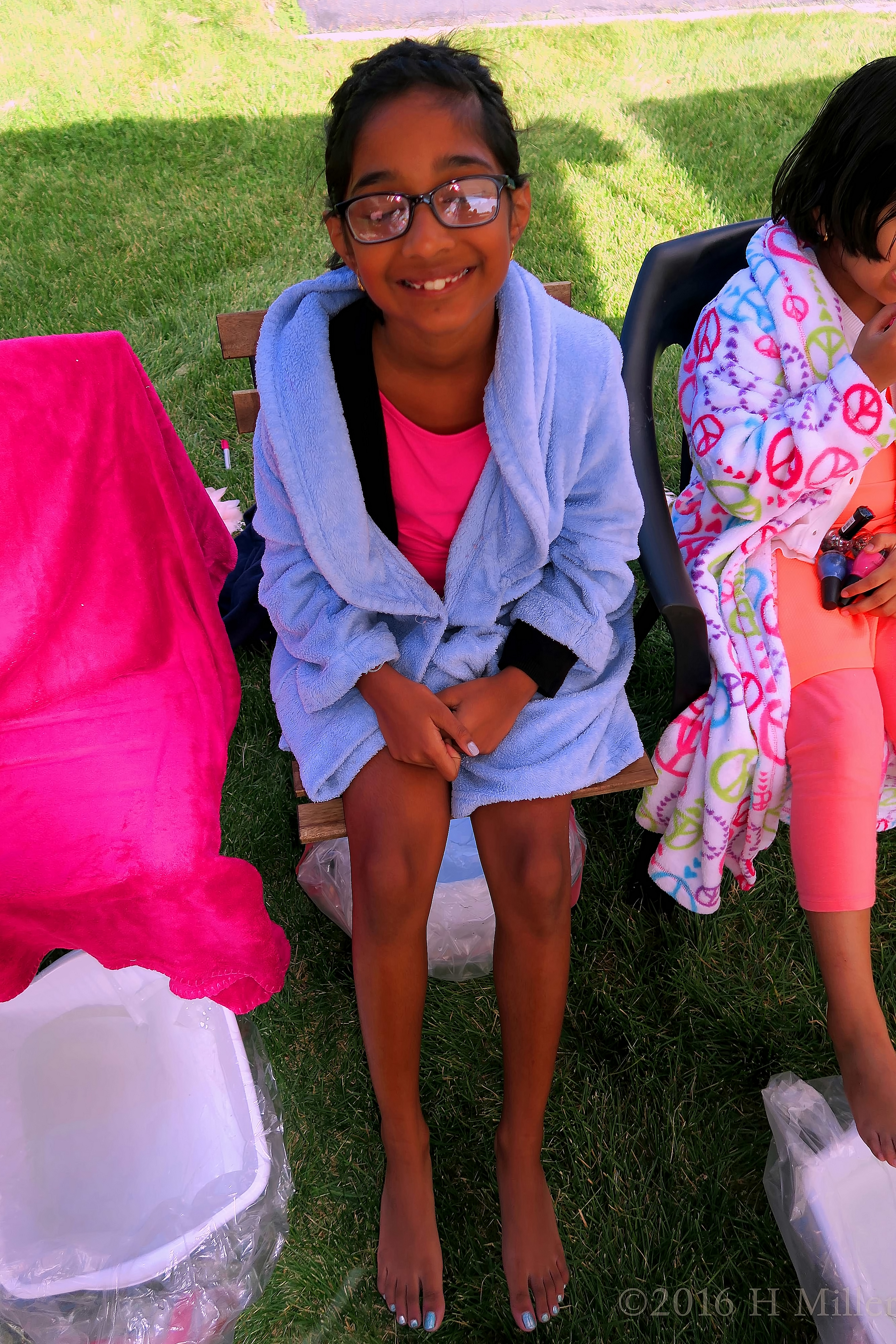Happy Smiles For The Camera After Her Kids Pedicure. Happy Smiles For The Camera After Her Kids Pedicure.