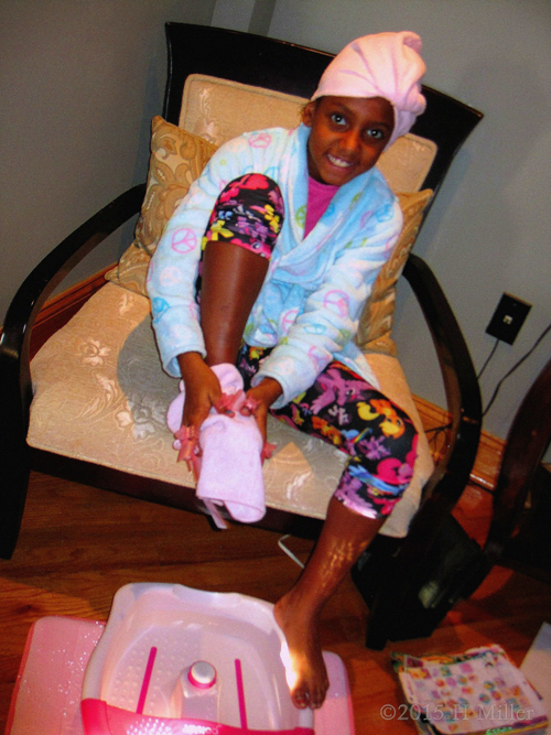 Having Her Bubbly Footbath