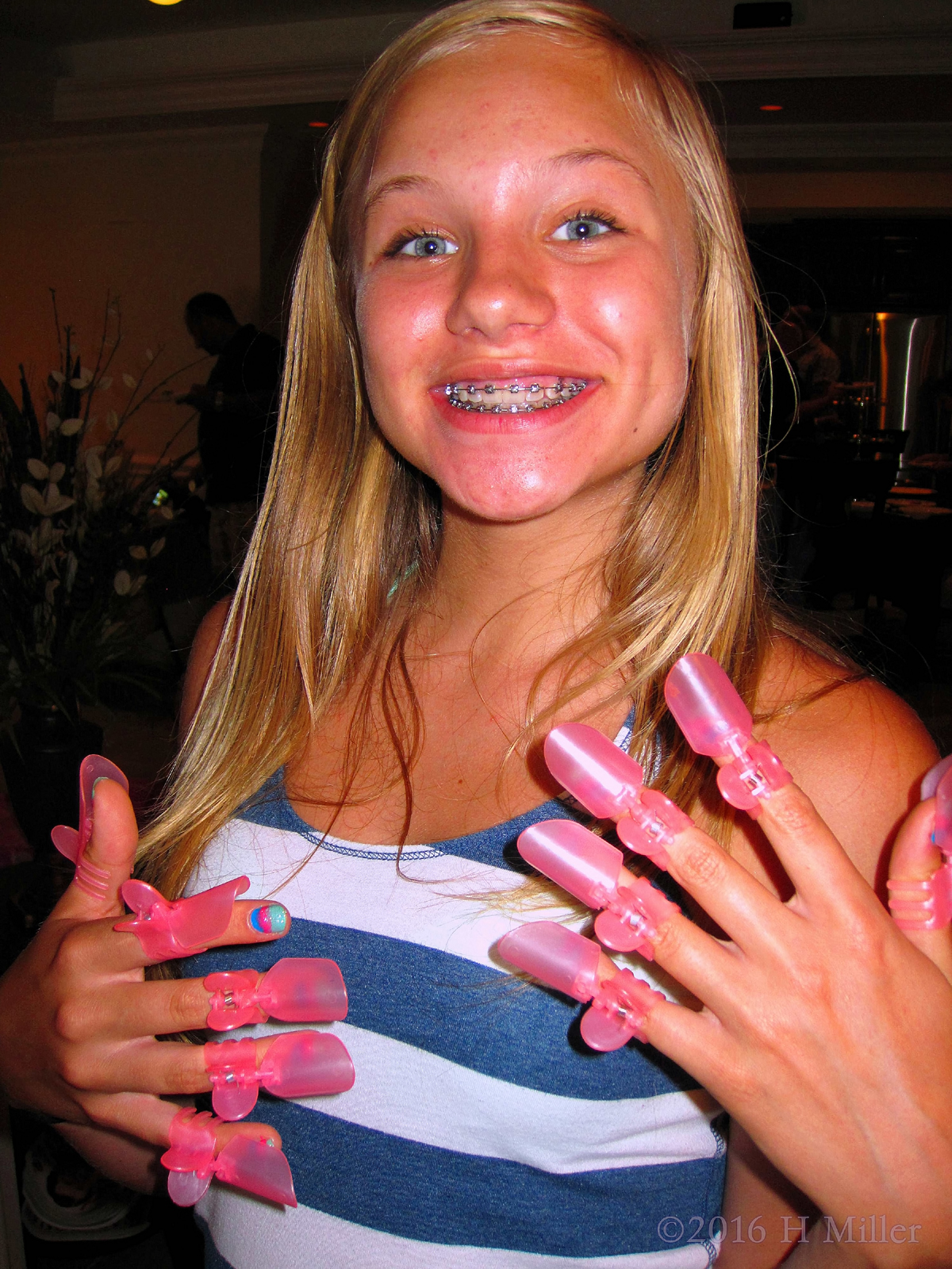 Looking Pretty In Her Manicure Protectors 
