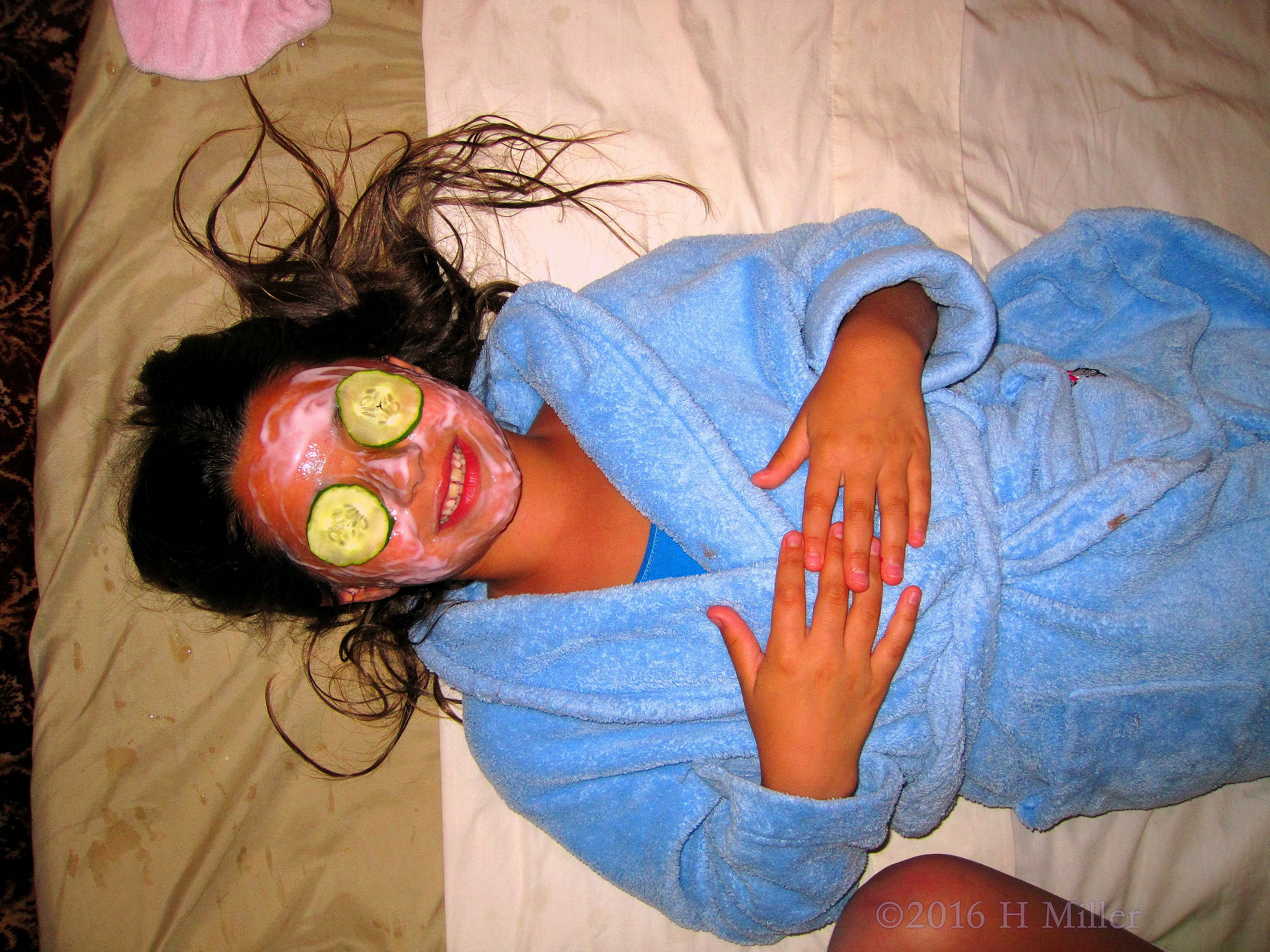 She's Loving Her Homemade Strawberry Face Mask. She's Loving Her Homemade Strawberry Face Mask.
