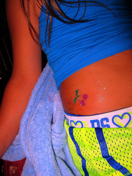 Awesome Glittery Cherry Temporary Tattoo!