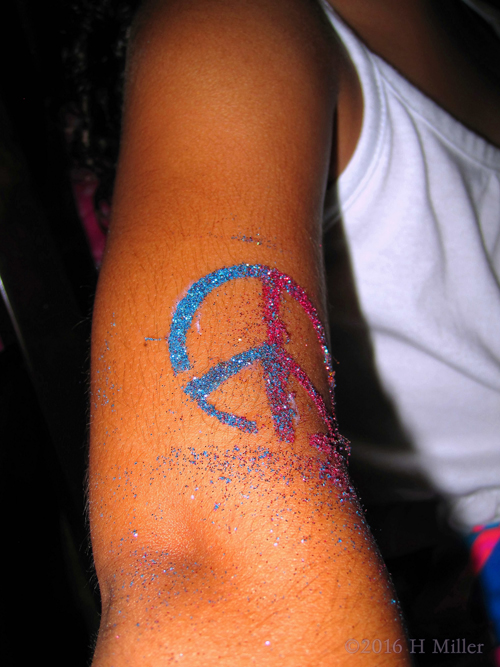 Pretty Blue And Pink Peace Sign Temporary Tattoo