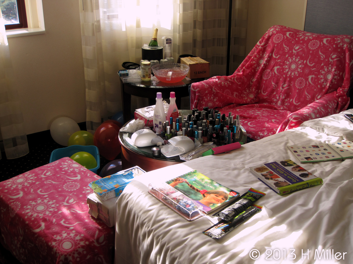 Kids Spa Party Hotel Room Set Up